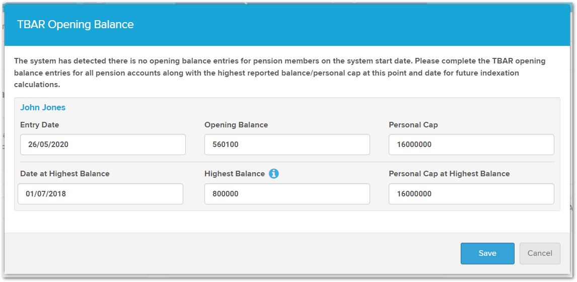 Opening balances for TBAR Simple Fund 360 Knowledge Centre